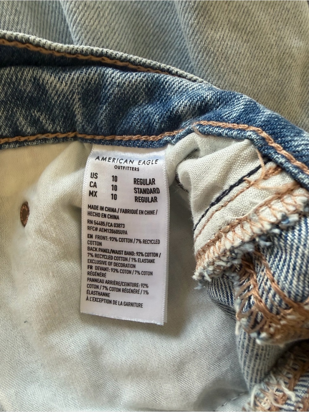 American Eagle Outfitters Light Blue Distressed Straight Leg Jeans - Picture 9 of 11